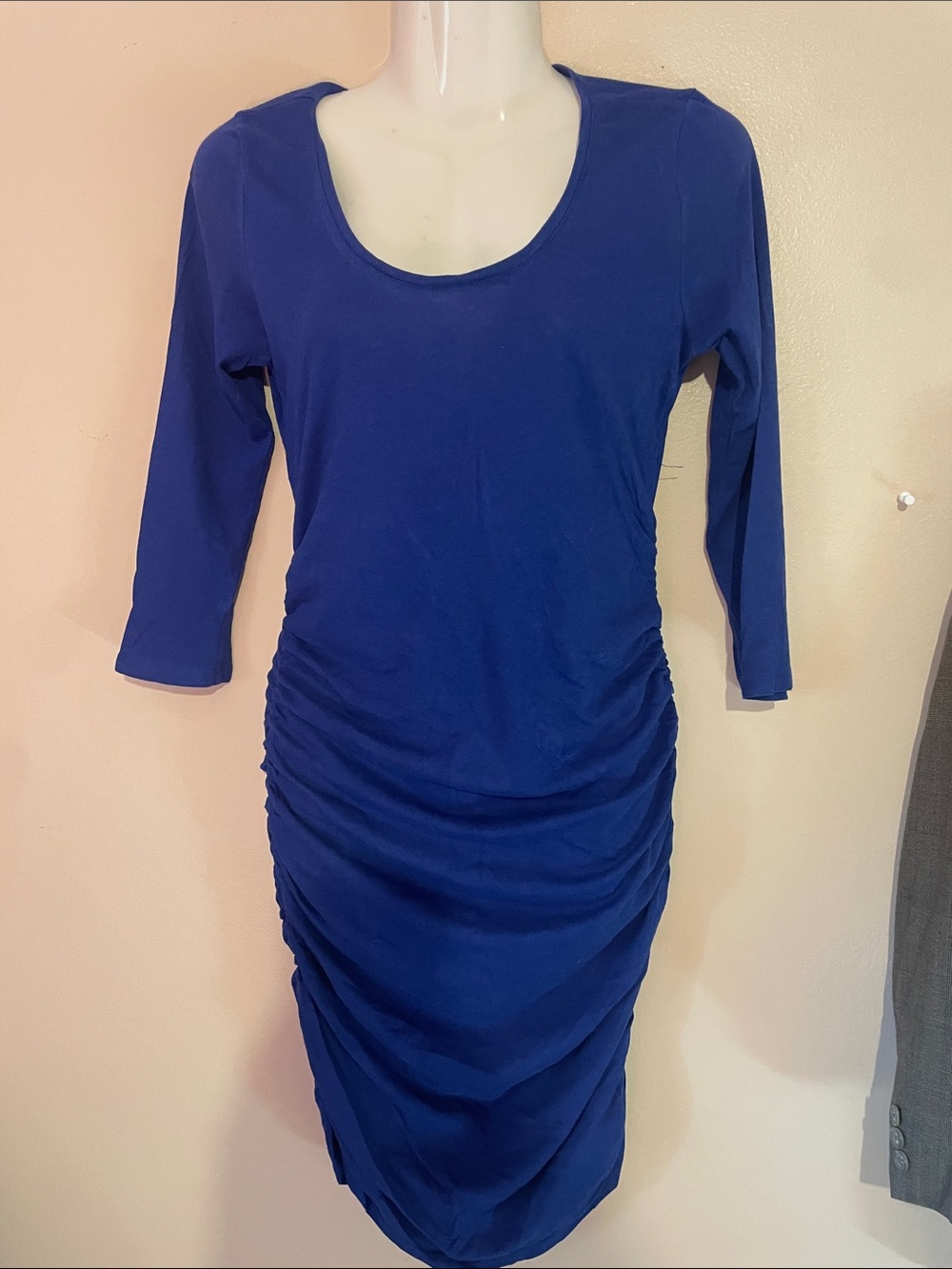 Women's Scoop Neck Ruched Bodycon Dress - Blue Express XS Y2K